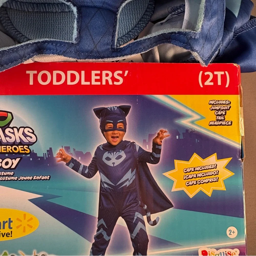 PJ Masks CATBOY Halloween Costume Mask Cape Tail Toddler Size 2T‎ Blue New